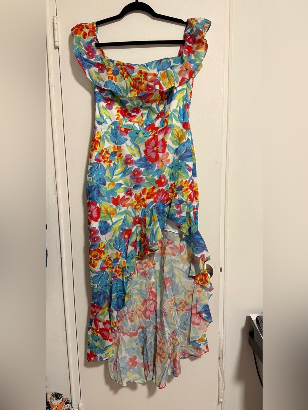 Amanda Uprichard Cozumel Floral High-Low Ruffle Dress-L